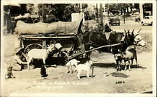 RPPC Orville Ewing Pennsylvania goats oxen Old West wagon drug store 1930s cars picture