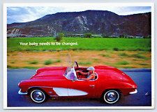 Postcard Vintage Red Corvette Convertible Advertising Jiffy Libe 6X4 A20 picture