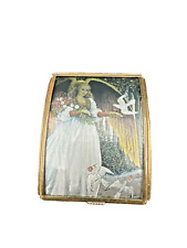 VTG 1995 ENESCO Brass & Stained Glass Angel Music Trinket Box Hark Herald Angel picture