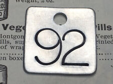 Number 92 Tag Aluminum Metal Cattle Tag Keychain Stamped Token Fob Mining Check picture