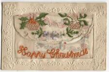 Hand Sewn Postcard Hand Stitched Happy Christmas  picture