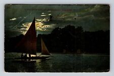 Toledo OH-Ohio, Pleasant Sail By Moonlight, Antique, Vintage c1913 Postcard picture