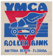 Original Vintage 1940s Roller Skating Rink Sticker YMCA Daytona Beach FL s11 picture
