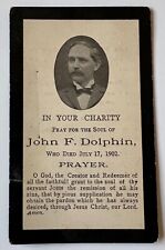 John F. Dolphin Funeral Memorial Card 1902 Antique CDV Mahanoy City PA picture