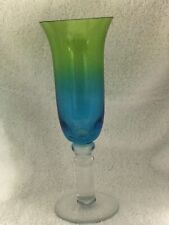 Vintage Vietri Blue&Green Goblet 10” Tall Glasses Wine/Water Or Champagne WOW picture
