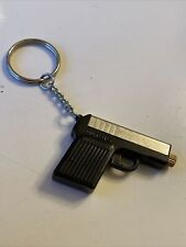 Vintage keychain black gun Shaped oil match Lighter  Unused NOS picture