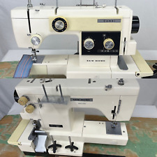 Vtg Janome New Home Combi 222 Sewing Machine & Overlock Serger Free Arm Zig Zag picture