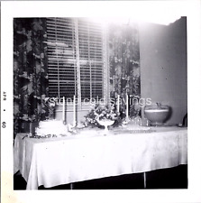 VTG B&W Found Photo - 1960s - Pretty Decorated Table Food Drink Celebrate Party picture