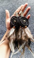 Dream Catcher Key Tag Car Handmade  Natural Feathers - Bohemian Dark Decor Chain picture