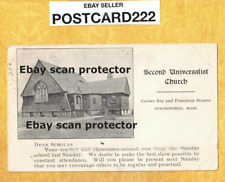 MA Springfield 1901-19 udb postcard SECOND UNIVERSALIST CHURCH Bay & Princeton picture