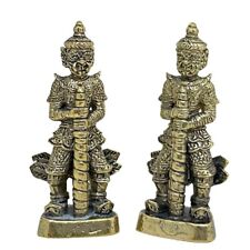 Temple Guardian Giant Dharma Protector Destory Evils Amulet Mini Brass Statue picture