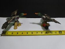 Vintage Pair of Flying Mallard Ducks Movable Wings  On  Base picture
