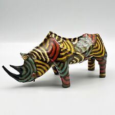 Vintage African Artisan Recycled Aluminum Soda Can Rhinoceros Figurine picture