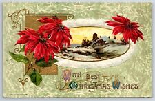 John Winsch c1910 Embossed Best Wishes Christmas Floral Vintage Postcard picture