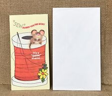 Vintage Laurel Murphy Mouse Sew Sorry You're Sick Greeting Card Ephemera picture