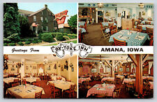 Amana IA-Iowa, Greetings From Ox Yoke Inn, 4 Views, Vintage Antique Postcard picture