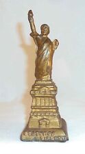 Antique A.C. Williams Cast Iron Gold Colored Statue of Liberty Still Penny Bank picture