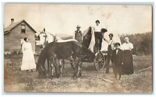 c1910's Horses And Wagon Family House Scene Unposted Antique RPPC Photo Postcard picture