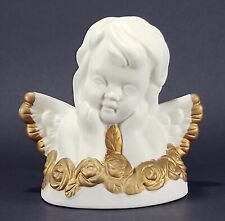 Cherub Angel Bust Gold Roses Figurine picture