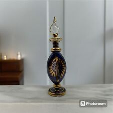 Exquisite Antique Glass Miniature Perfume Bottle 4 1/2 Inches Tall Lavender Gold picture
