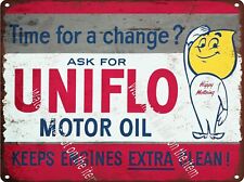 Uniflo Motor Oil Gas fuel pump Esso service station Metal Sign 9x12