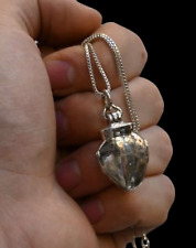 Rare Egyptian Antique Amulet Of heart Silver Pendant & Silver Chain 925 Karat picture