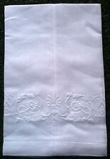 6 Pieces Fine Linen Handmade Embroidered Lace White Guest Towel 14x22