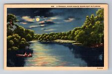 FL-Florida, Tranquil River By Moonlight, Antique, Vintage Souvenir Postcard picture