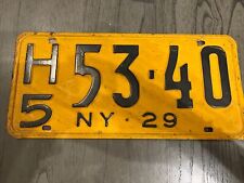 New York 1929 License Plate H5 5340 Original Paint picture