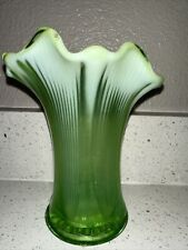 Antique Jefferson Glass Swung Vase  Sweet Pea Opalescent Green picture