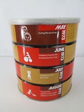VTG 1973 Calendar BUTTER-NUT Coffee Tin Can  3 lb Lid Kitchen Bright Colors picture
