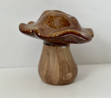 Vintage 70s Ceramic Retro Mushroom Figurine Brown Glazed Kitschy Decor 5.5” picture