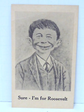1940 Alfred E. Neuman Pre-MAD Magazine postcard SCARCE ROOSEVELT NEW DEAL picture