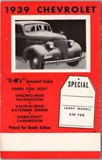 Vintage 1939 CHEVROLET Automobile Postcard Dealer Advertising Card / Unused picture