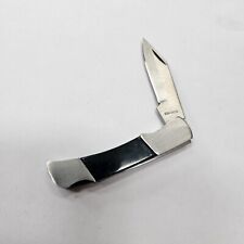 Vintage Comanche Stainless Folding Single Blade Pocket Knife Green Inlay picture