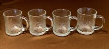 1980s Pasari Mugs Lilies Clear Pressed Glass Indonesia 4 Cups Vintage picture