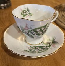 Vintage Clarence Bone China England LILLIES OF THE VALLEY Teacup & Saucer Set picture