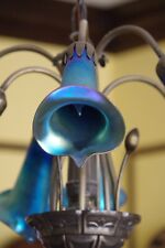 Art Glass Blue Favrile Jack in the Pulpit Lily Shade Tiffany Style*SOLD EACH picture