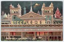 1908 ERA STEEPLECHASE AT NIGHT ATLANTIC CITY NJ MOONLIGHT ANTIQUE POSTCARD picture