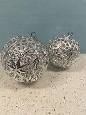 Vintage Eckartina W Germany Silver Metal Filigree Round Christmas Ornaments Lot picture
