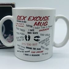 Vintage 80s Funny Adult Humor Coffee Cup SEX EXCUSE MUG double handles 16oz picture
