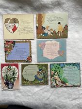 Vintage 1920's Birthday & Valentine One Sided Cards - Lot of 7 picture