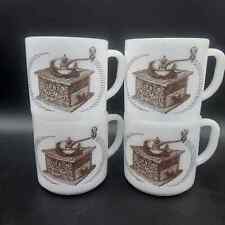 Federal Glass Moorman's Feed Advertising Mugs Milk Glass Set of 4 Vintage  picture