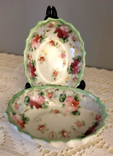Small Antique Porcelain Floral Trinket Candy Dishes Bowls Hand Painted, Set of 2 picture