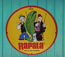 RARE RAPALA POPEYE’S PINUP PORCELAIN FISHING BOAT SALES TACKLE GAS OIL PUMP SIGN picture