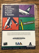 MEXICANA AIRLINES magazine Ad page -AC aircraft and dancers/Hollywood sign picture