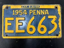 1954 Pennsylvania State License Plate 