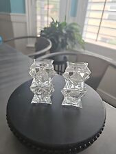 Vintage Avon Glistening Star Stackable 24% Lead Crystal Taper Candle Holders~VGC picture