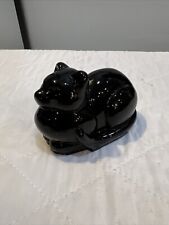 Vintage Black Art Glass Sitting Cat Figurine/Paperweight VERY NICE. picture
