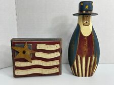 Uncle Sam & Flag - 4th of July / Patriotic Theme Wooden Decorations picture